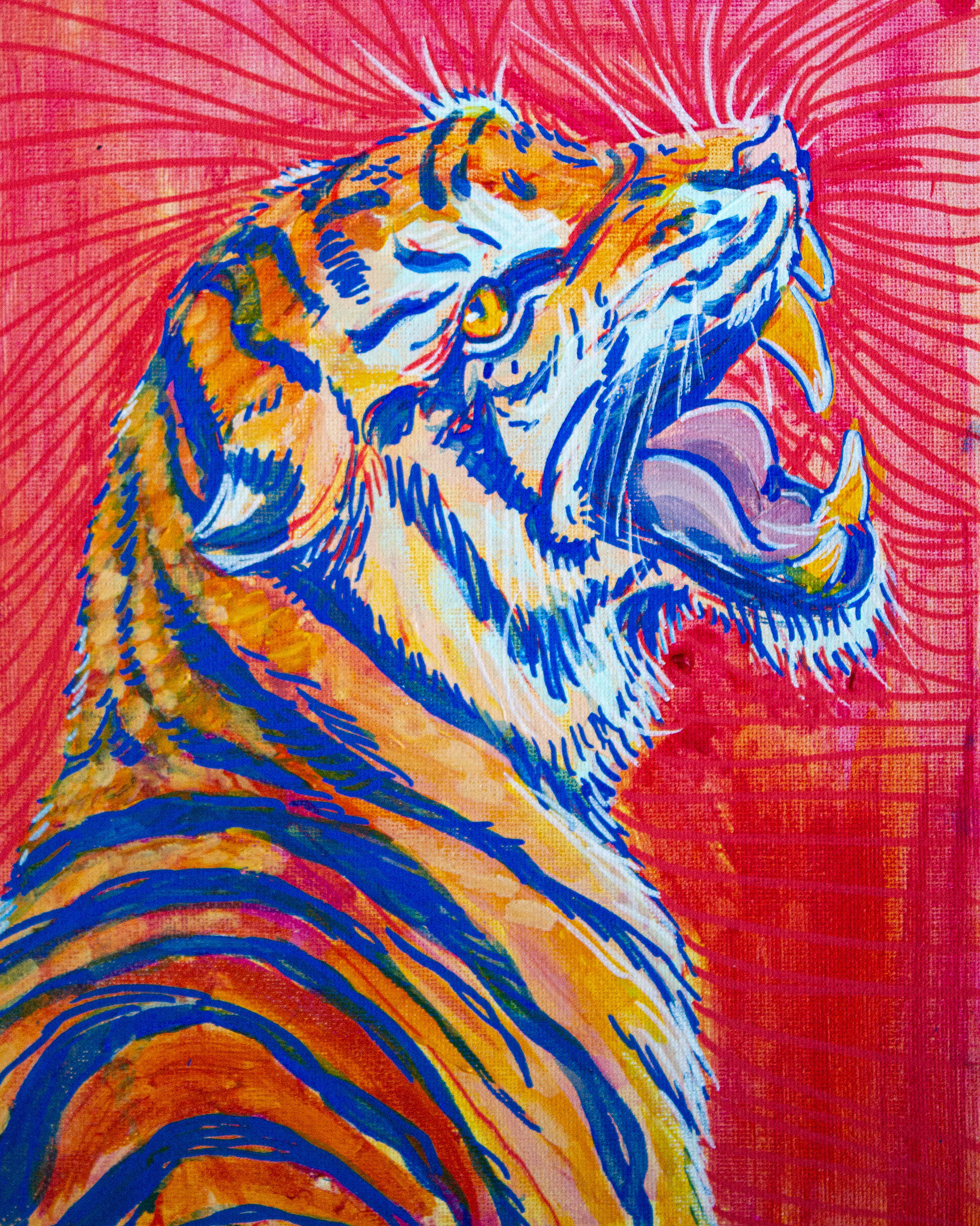 Tiger - Painting of an angry tiger, Acrylic